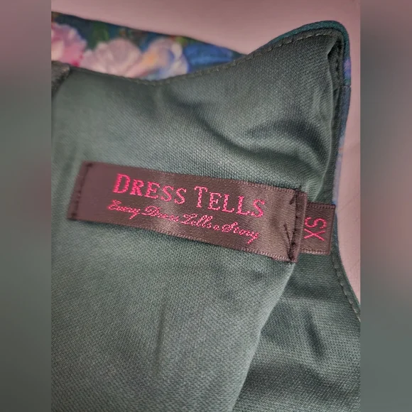 Dress Tells Green Floral Dress Women's XS - Picture 7 of 10